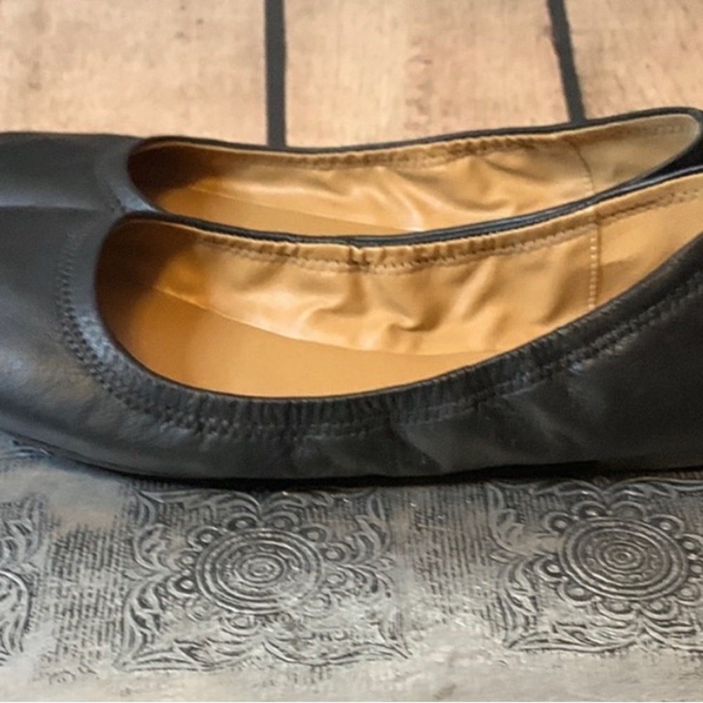 Lucky Brand Erin Black Leather Ballet Flats Slip On Womens 8